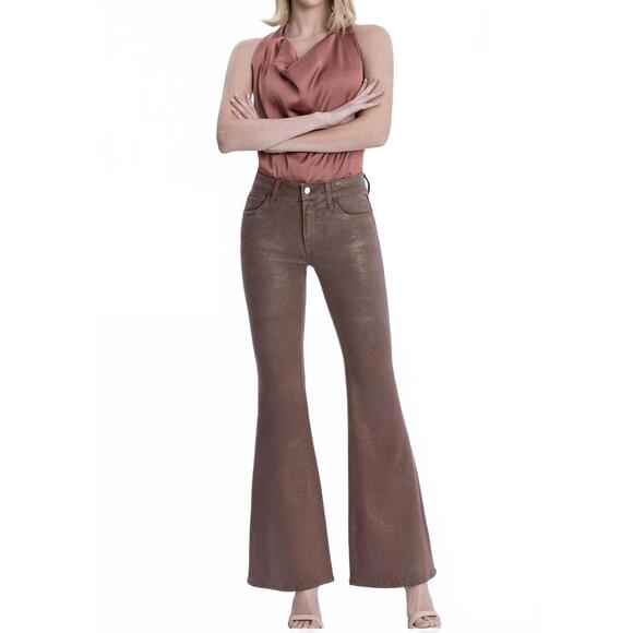 VERVET BY FLYING MONKEY Denim - NEW VERVET BY FLYING MONKEY alison mid-rise glitter jean in coco gold